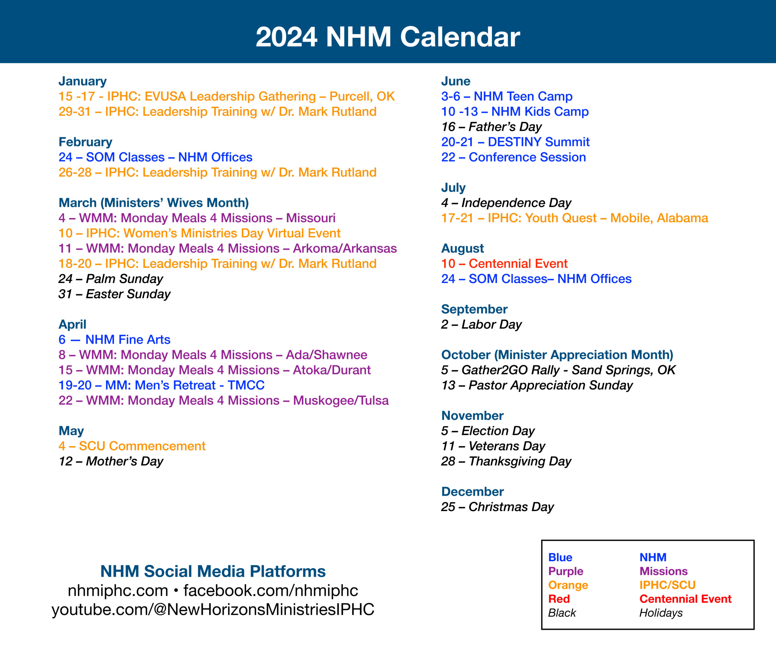 NHM Calendar